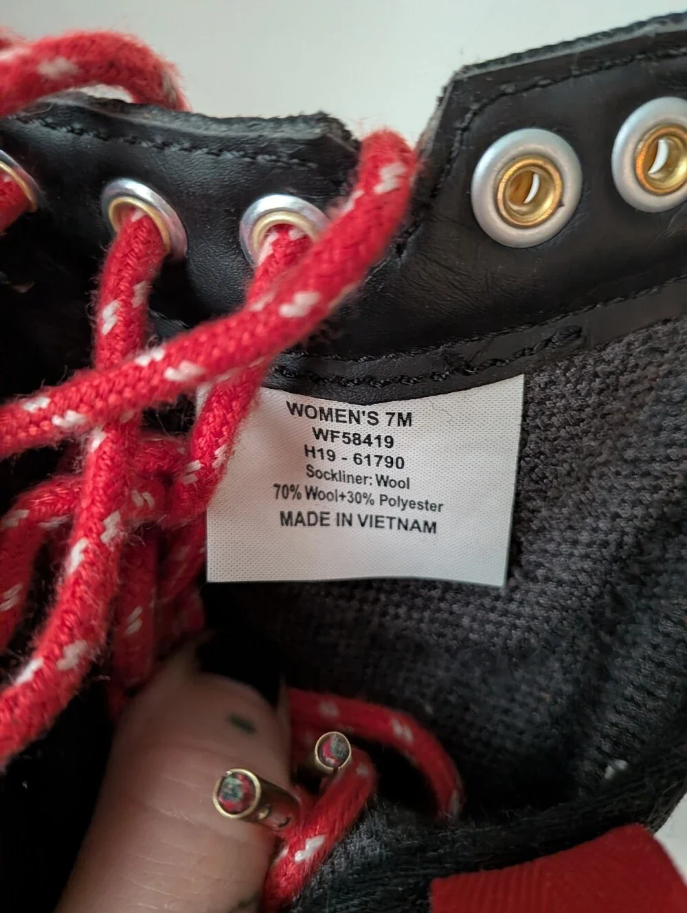 Keds Black High-Top Rain Boot with Red Laces and Gold Hardware